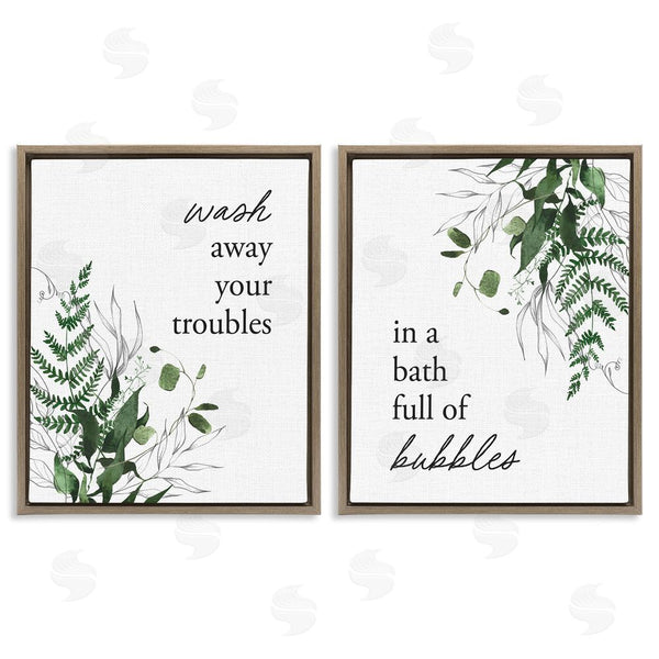 Stupell Industries Lettered And Lined | Bubble Bath With Forest Foliage Wall Art