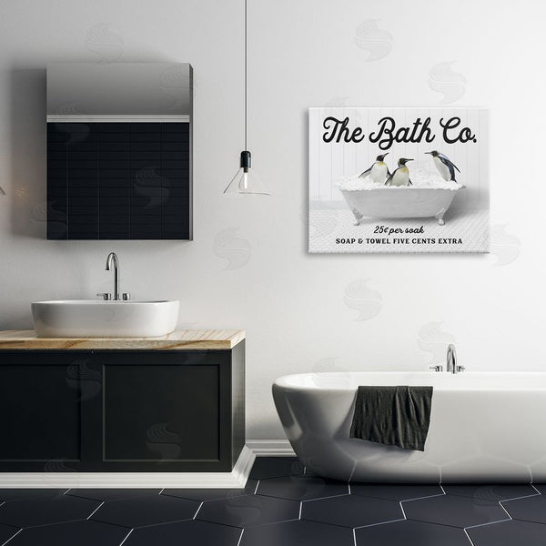 Stupell Industries Lettered And Lined | Bubble Bathtub Penguins Wall Art