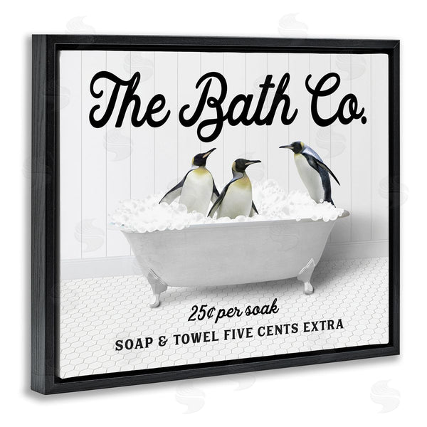 Stupell Industries Lettered And Lined | Bubble Bathtub Penguins Wall Art
