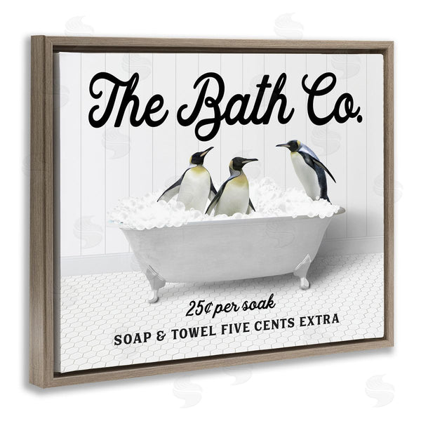 Stupell Industries Lettered And Lined | Bubble Bathtub Penguins Wall Art
