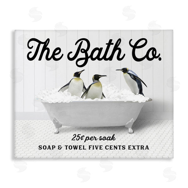 stupell industries Lettered and Lined | Bubble Bathtub Penguins Wall Art