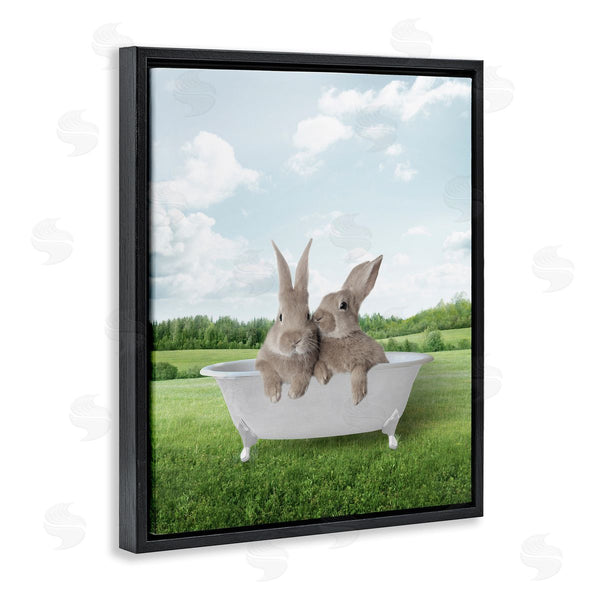 Stupell Industries Lettered And Lined | Bunnies In Tub Landscape Wall Art
