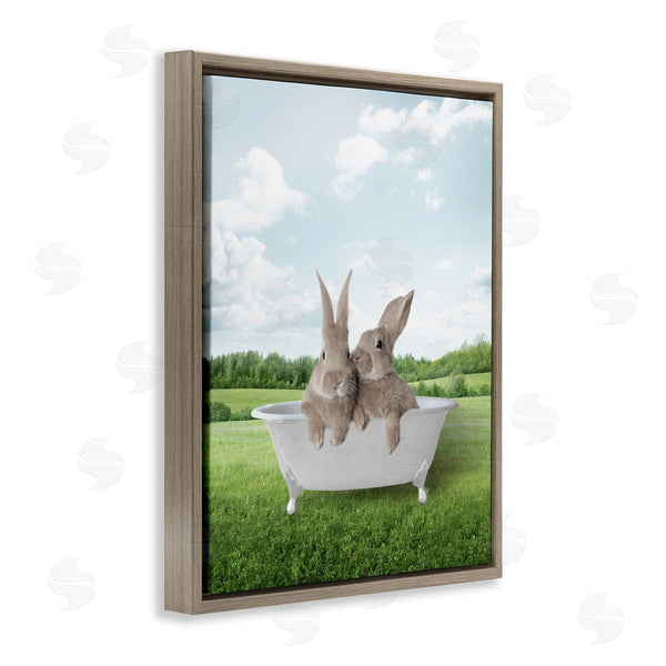 Stupell Industries Lettered And Lined | Bunnies In Tub Landscape Wall Art