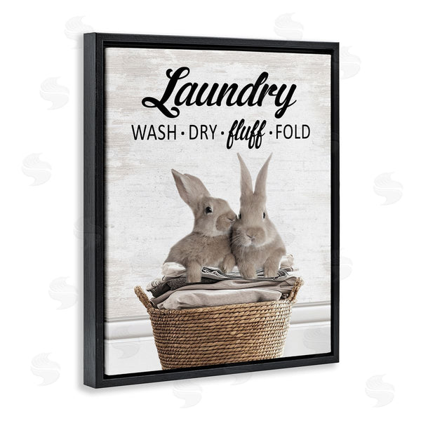 Stupell Industries Lettered And Lined | Bunnies & Laundry Basket
