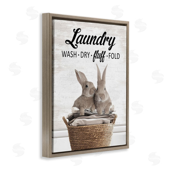 Stupell Industries Lettered And Lined | Bunnies & Laundry Basket