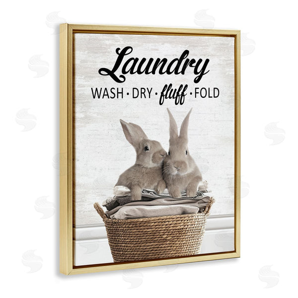 Stupell Industries Lettered And Lined | Bunnies & Laundry Basket