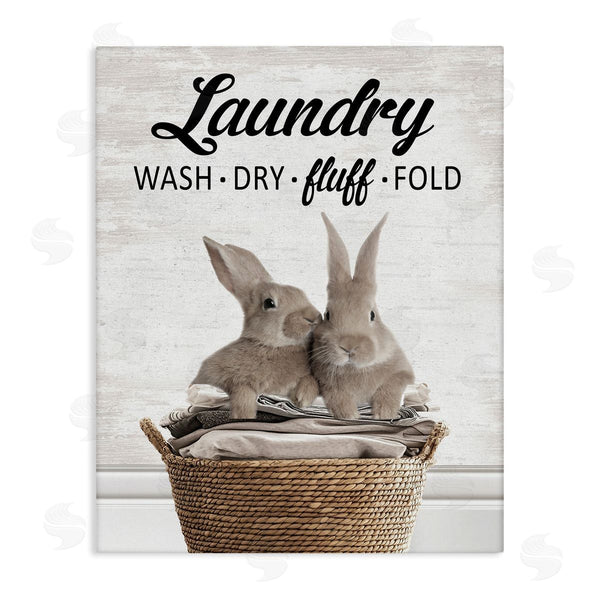 stupell industries Lettered and Lined | Bunnies & Laundry Basket
