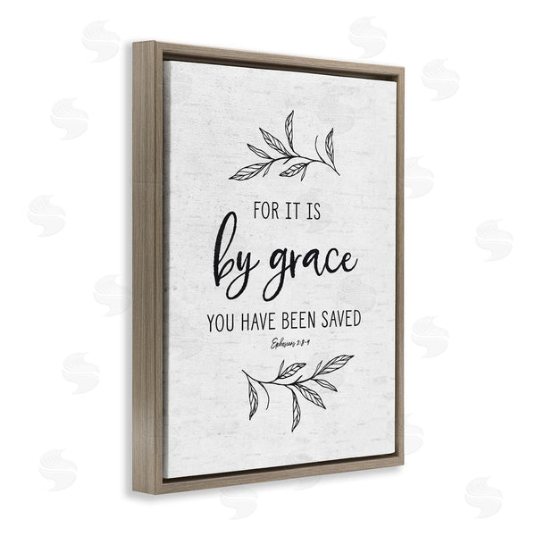 Stupell Industries Lettered And Lined | By Grace Spiritual Verse Phrase Leaf Sprigs Wall Art