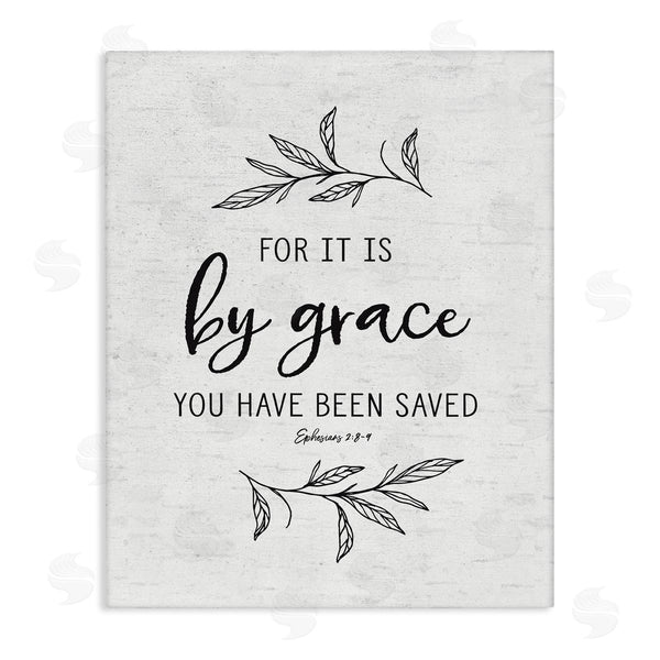 stupell industries Lettered and Lined | By Grace Spiritual Verse Phrase Leaf Sprigs Wall Art