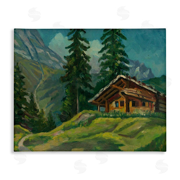 stupell industries Lettered and Lined | Cabin At Base Of Mountain Wall Art