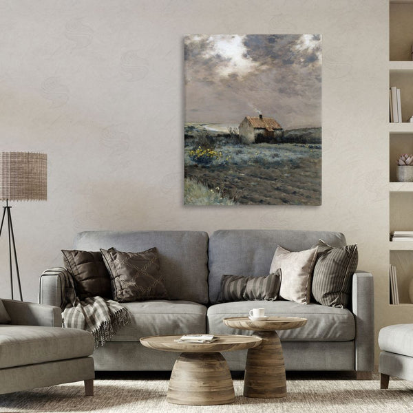 Stupell Industries Lettered And Lined | Cabin In Overcast Field Wall Art