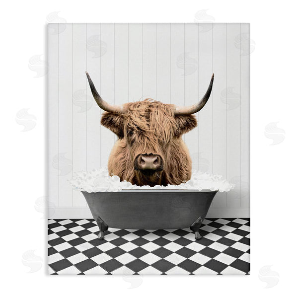 stupell industries Lettered and Lined | Cattle in Checkered Bathroom Wall Art