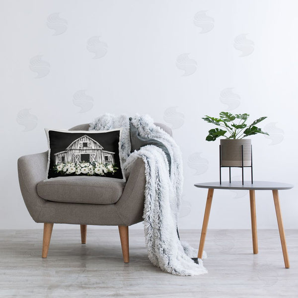 Stupell Industries Lettered And Lined | Centered Floral Farmhouse Printed Throw Pillow