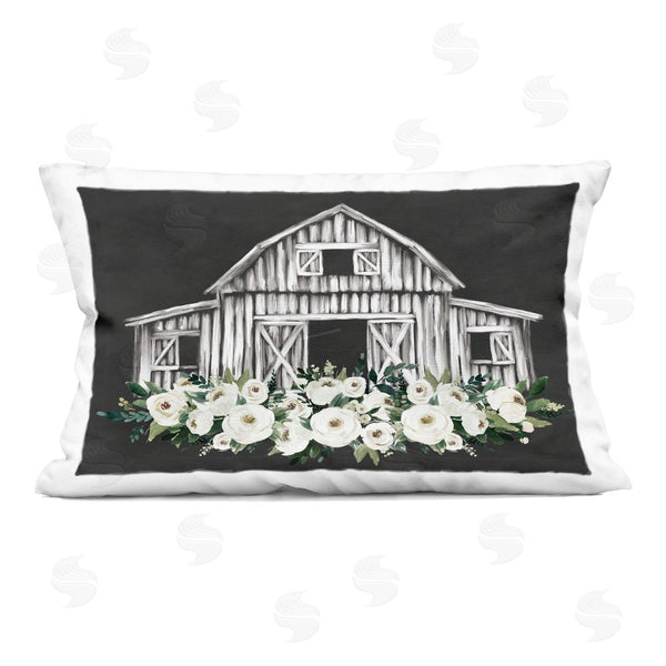 stupell industries Lettered and Lined | Centered Floral Farmhouse Printed Throw Pillow