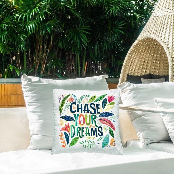 Stupell Industries Lettered And Lined | Chase Your Dreams On Leaves Printed Throw Pillow