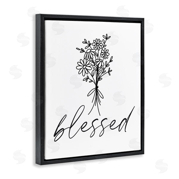 Stupell Industries Lettered And Lined | Cheerful Daisy Flowers Botanical Arrangement Blessed Script Wall Art