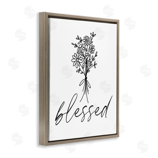 Stupell Industries Lettered And Lined | Cheerful Daisy Flowers Botanical Arrangement Blessed Script Wall Art