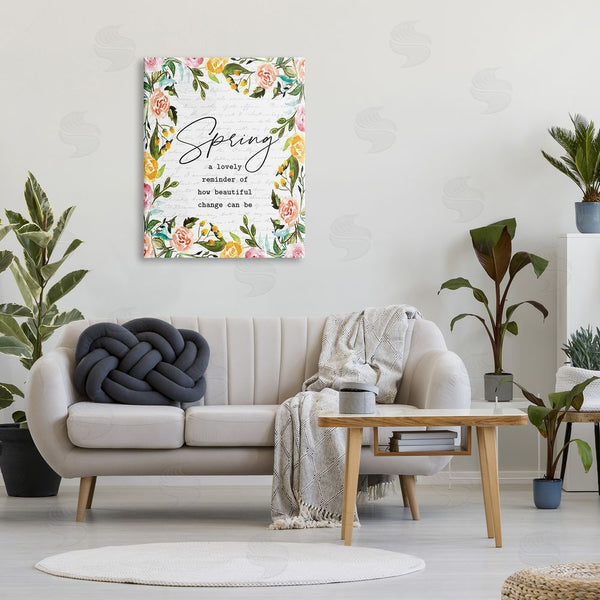 Stupell Industries Lettered And Lined | Cheerful Spring Typography Quote Floral Blossom Border Wall Art