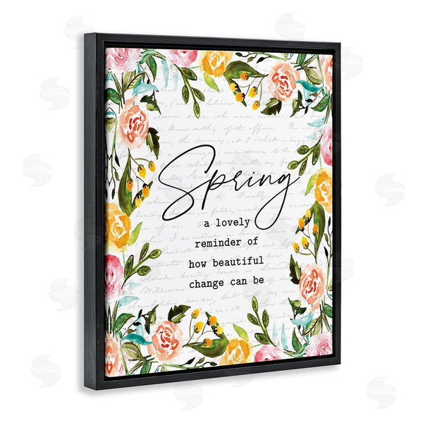 Stupell Industries Lettered And Lined | Cheerful Spring Typography Quote Floral Blossom Border Wall Art