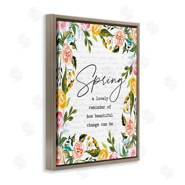 Stupell Industries Lettered And Lined | Cheerful Spring Typography Quote Floral Blossom Border Wall Art