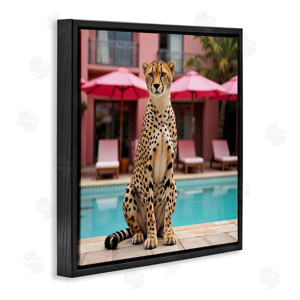 Stupell Industries Lettered And Lined | Cheetah Posed At Poolside Wall Art