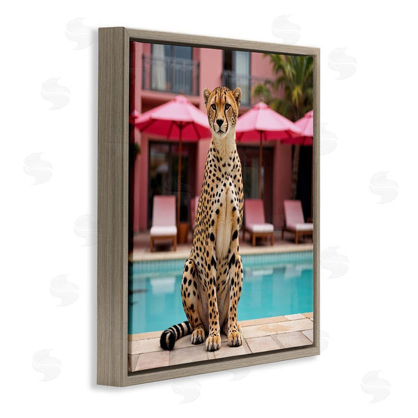 Stupell Industries Lettered And Lined | Cheetah Posed At Poolside Wall Art
