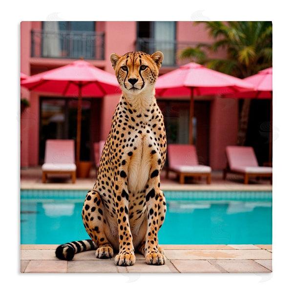 stupell industries Lettered and Lined | Cheetah Posed at Poolside Wall Art