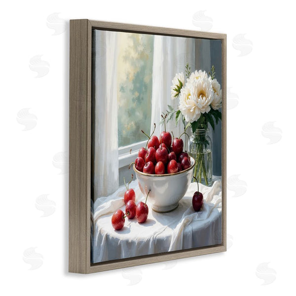 Stupell Industries Lettered And Lined | Cherries & Flowers Still Life Wall Art