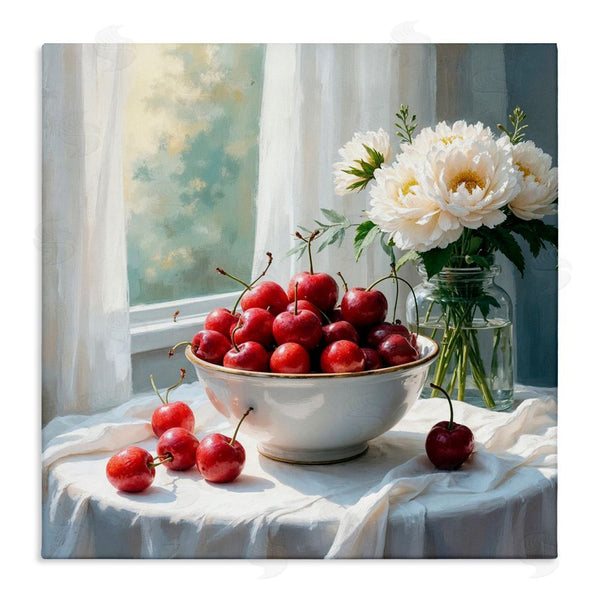 stupell industries Lettered and Lined | Cherries & Flowers Still Life Wall Art