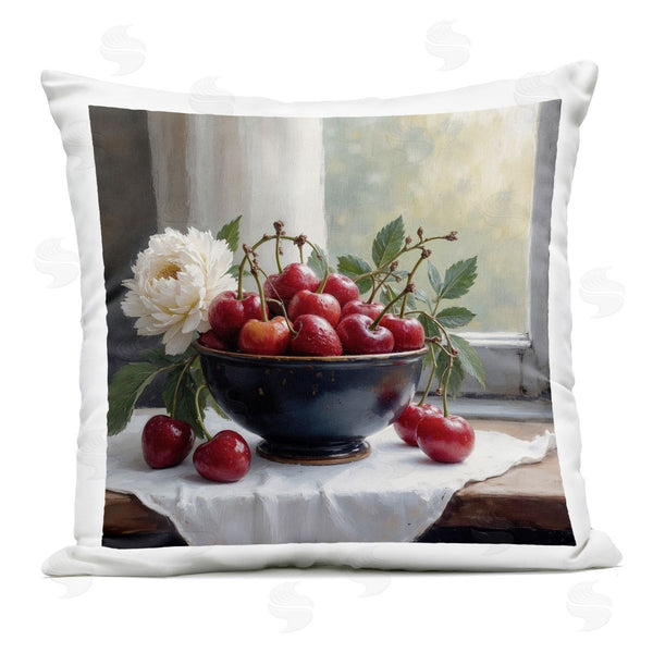 Stupell Industries Lettered And Lined | Cherry & Blossom Still Life Printed Throw Pillow