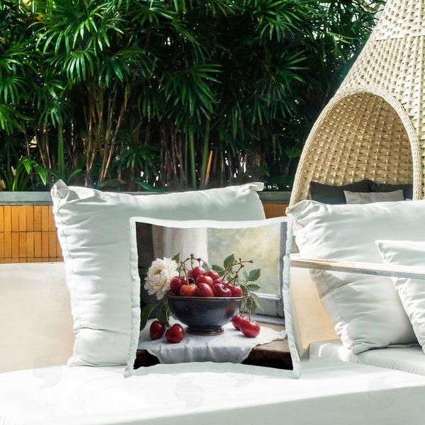 Stupell Industries Lettered And Lined | Cherry & Blossom Still Life Printed Throw Pillow