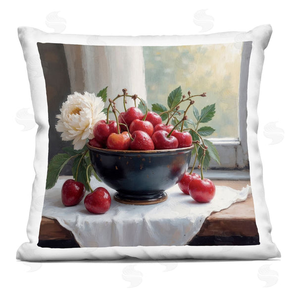 stupell industries Lettered and Lined | Cherry & Blossom Still Life Printed Throw Pillow