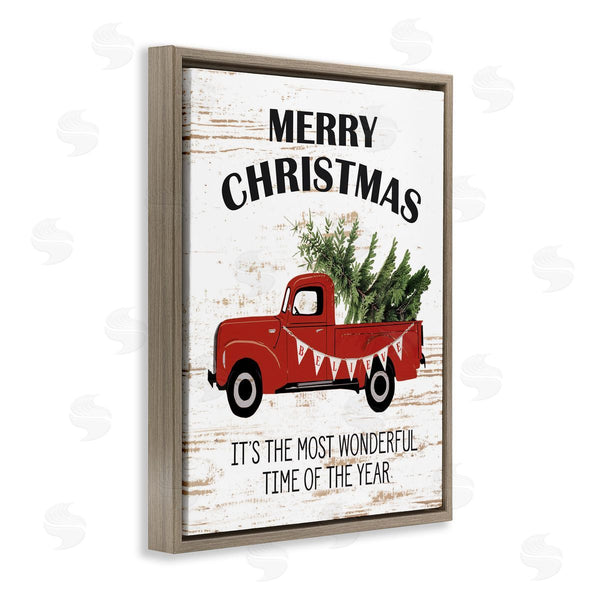 Stupell Industries Lettered And Lined | Christmas Most Wonderful Time Vintage Truck