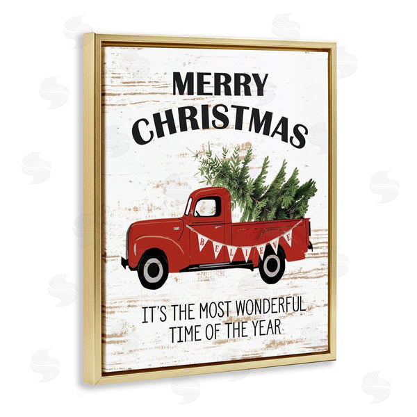 Stupell Industries Lettered And Lined | Christmas Most Wonderful Time Vintage Truck