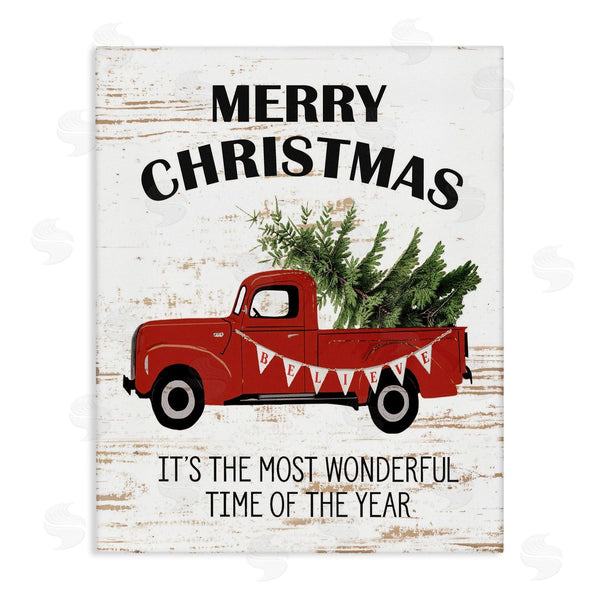 stupell industries Lettered and Lined | Christmas Most Wonderful Time Vintage Truck