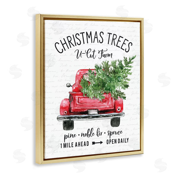 Stupell Industries Lettered And Lined | Christmas Trees Red Truck