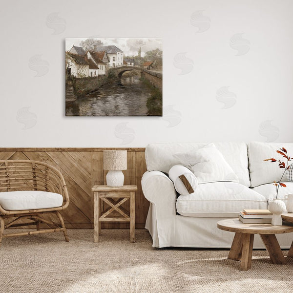 Stupell Industries Lettered And Lined | Classic Canal Neighborhood Scenery Wall Art