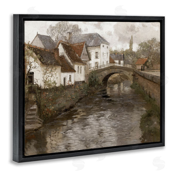 Stupell Industries Lettered And Lined | Classic Canal Neighborhood Scenery Wall Art