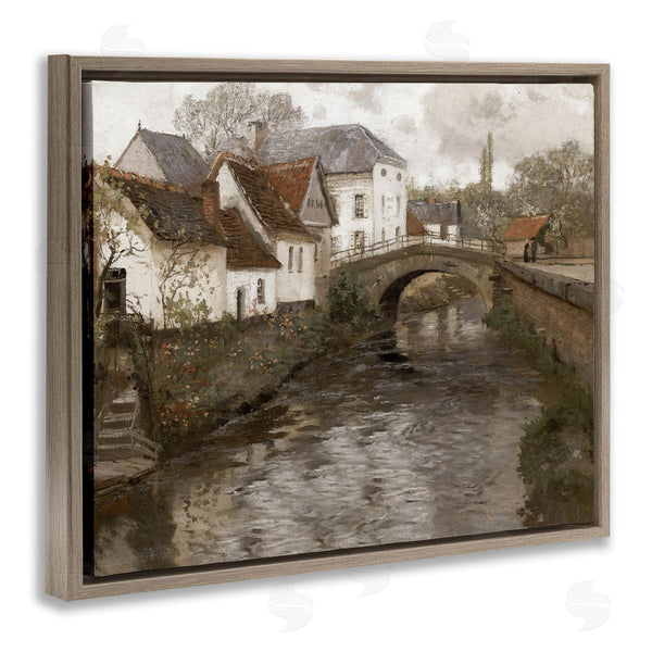 Stupell Industries Lettered And Lined | Classic Canal Neighborhood Scenery Wall Art