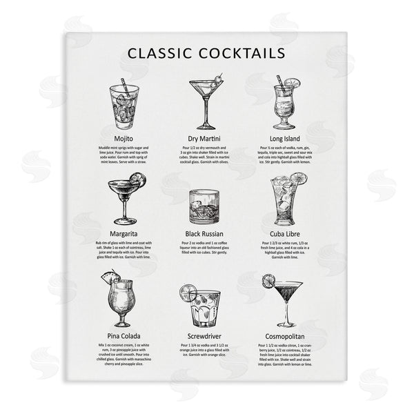 stupell industries Lettered and Lined | Classic Cocktails Mixed Drinks Kitchen Bar Sign Chart Wall Art