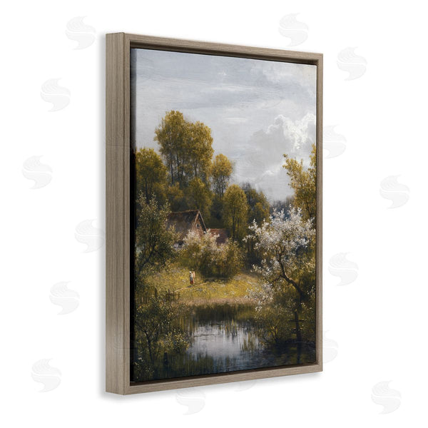 Stupell Industries Lettered And Lined | Classic Cottage Backyard Pond Wall Art