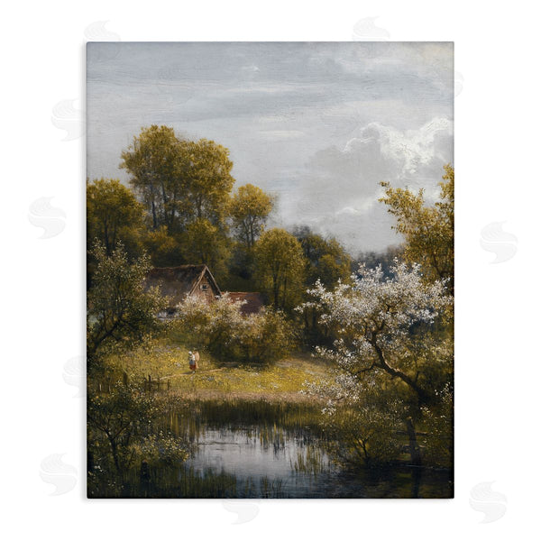 stupell industries Lettered and Lined | Classic Cottage Backyard Pond Wall Art