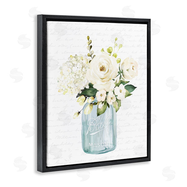 Stupell Industries Lettered And Lined | Classic White Flower Bouquet Vintage Text Script Wall Art