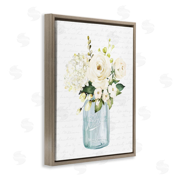 Stupell Industries Lettered And Lined | Classic White Flower Bouquet Vintage Text Script Wall Art