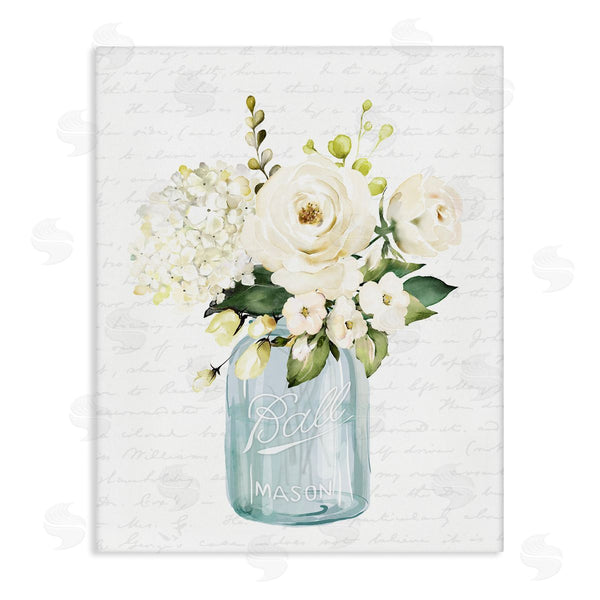 stupell industries Lettered and Lined | Classic White Flower Bouquet Vintage Text Script Wall Art