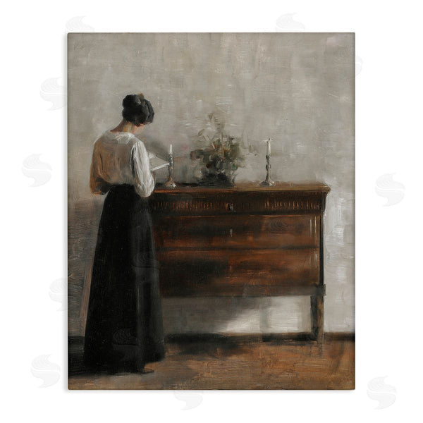 stupell industries Lettered and Lined | Classic Woman In Dress Reading Wall Art