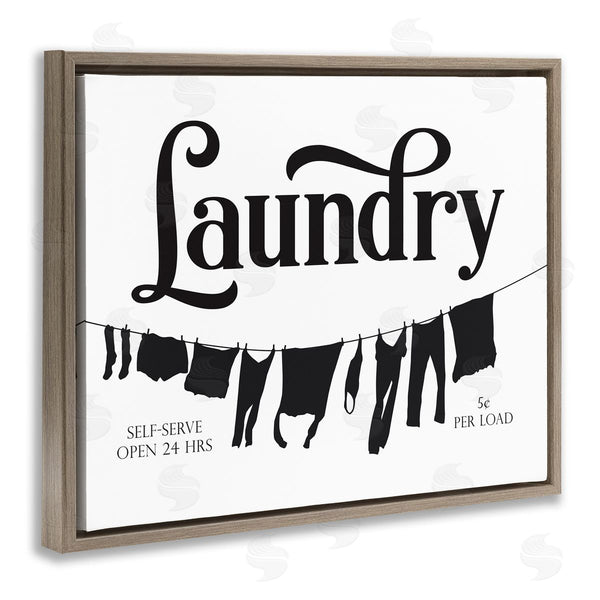 Stupell Industries Lettered And Lined | Clothesline Laundry Room Sign Vintage Advertisement Wall Art