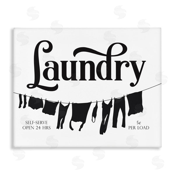 stupell industries Lettered and Lined | Clothesline Laundry Room Sign Vintage Advertisement Wall Art
