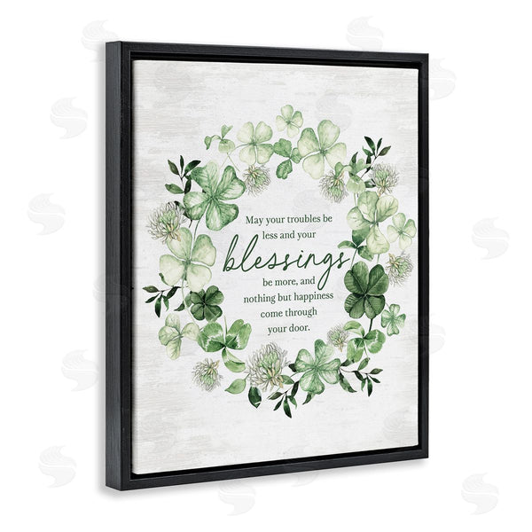Stupell Industries Lettered And Lined | Clover Wreath Blessing