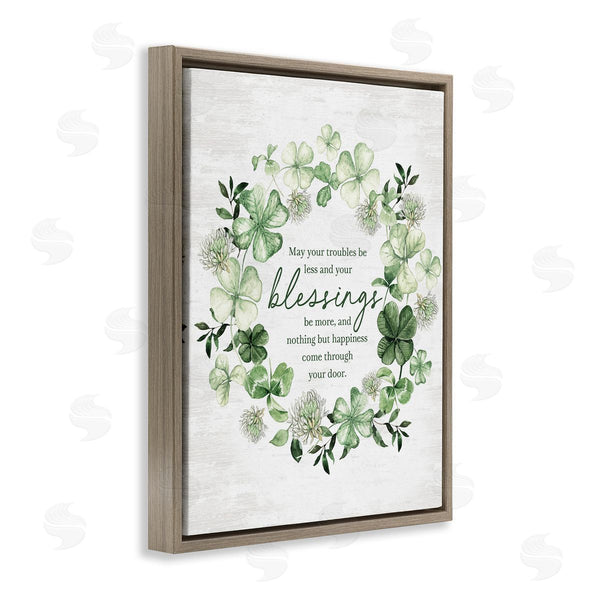 Stupell Industries Lettered And Lined | Clover Wreath Blessing